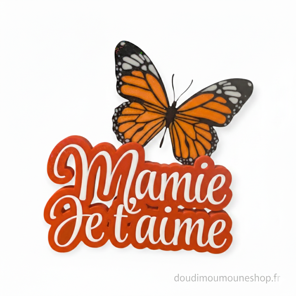 Plaque "Mamie Je t'aime" – Édition Papillon Monarque
