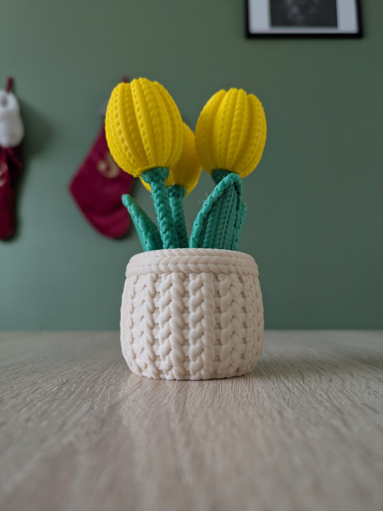 Pot de Tulipes Trompe-l'œil – Boîte Secrète Effet Tricot