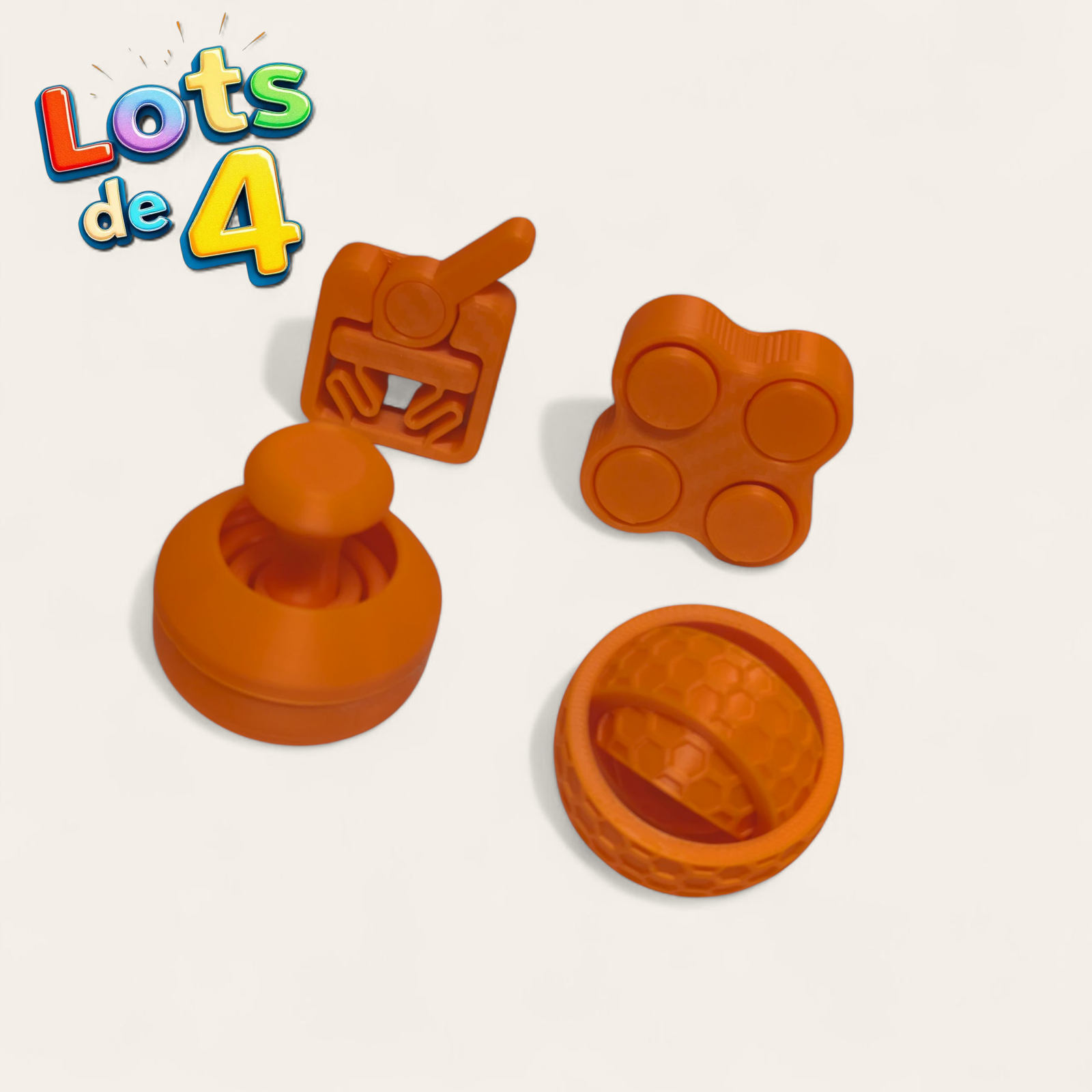 Lot de 4 Jouets Fidget / Anti-Stress – Fabriqué par Doudi&moumoune