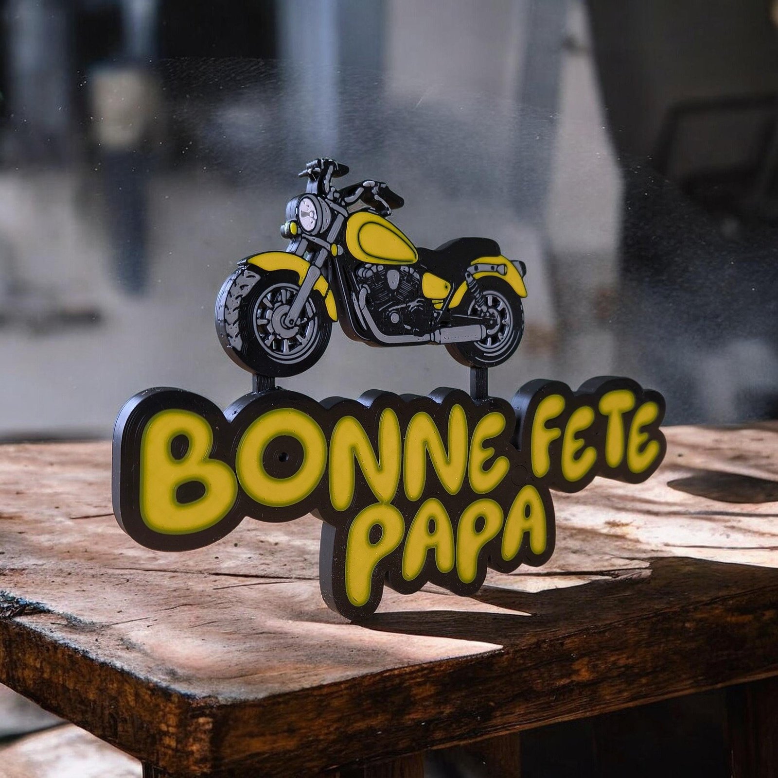 Décoration originale Bonne Fête Papa Moto