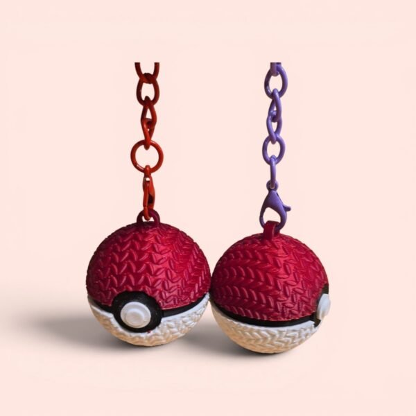 Lot de 2 Porte-Clés Pokéball Texturé "Effet Tricot"